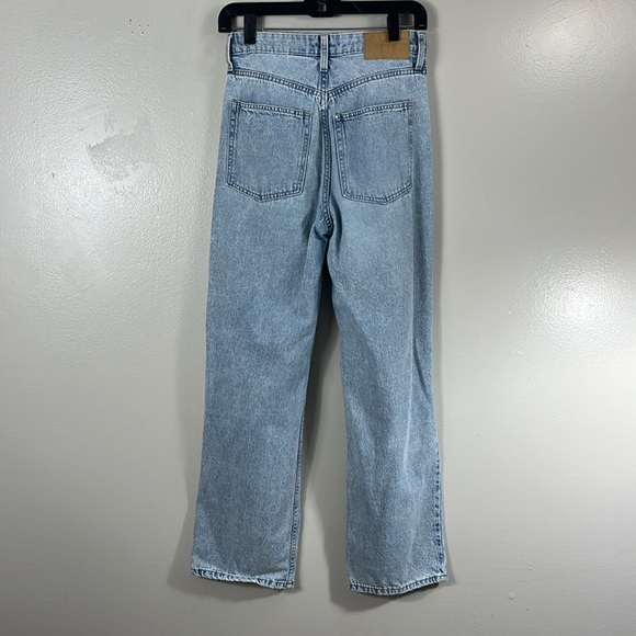 & Denim Blue Jean Long distressed, high-rise wide leg pants women’s size 4 - Picture 2 of 9